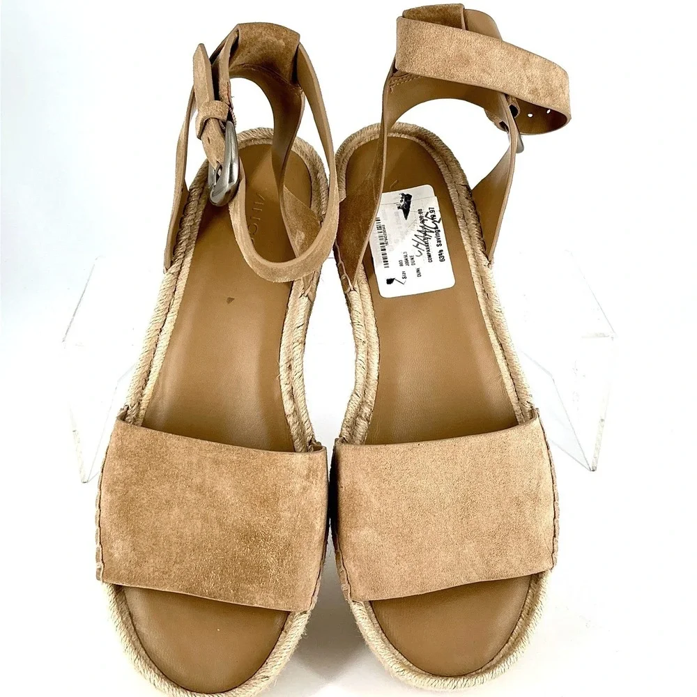 Vince Size 10 Tan Suede Espadrille Platform Wedge Sandals Dune‎ NEW Belisa $330